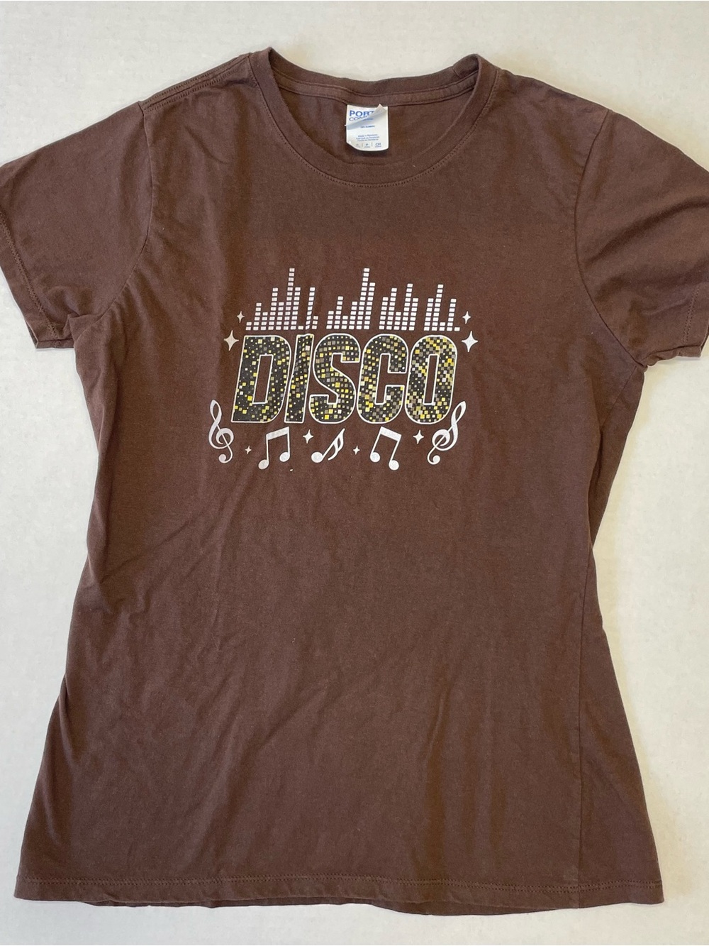 Disco 100% Cotton Women’s Small T-Shirt Brown Crewneck 70s Vibe Costume
